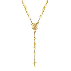 NWT gold plated lariat long chain cross necklace
